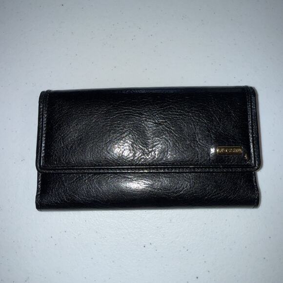 Fossil Women’s Genuine Leather Trifold Wallet With Checkbook Divider Black - Picture 1 of 7